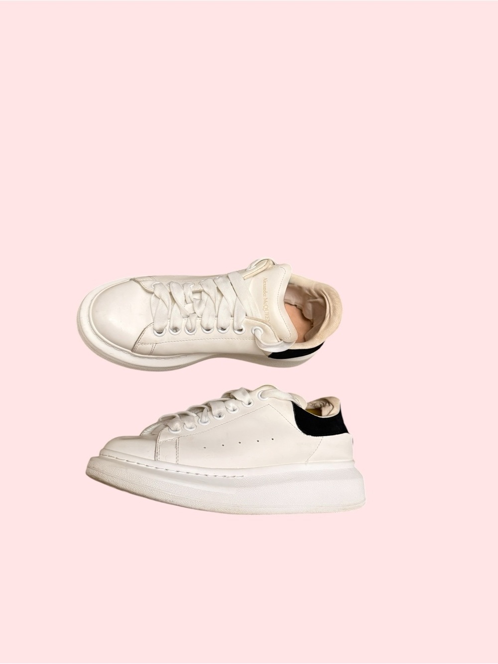 Alexander McQueen Oversized Sneaker White Black Lace-Up Low Top Size 37 - Picture 3 of 12
